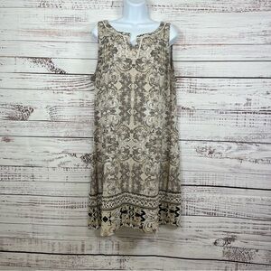 White House Black Market Beige V Neck Sleeveless Dress